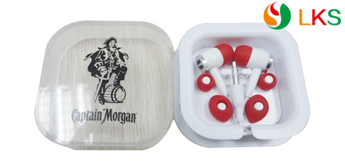 in ear earphone with captain morgan logo